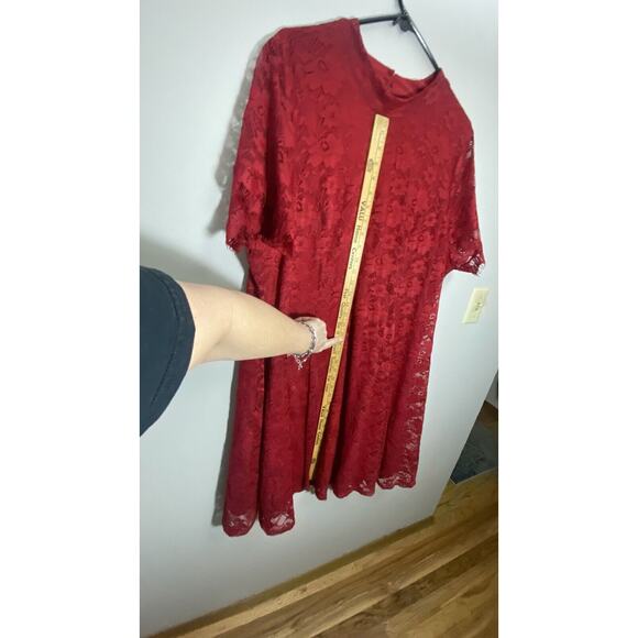 Torrid Sz 3 A Line Lace Overlay Cocktail Formal Pretty Red Party Dress - Picture 16 of 16